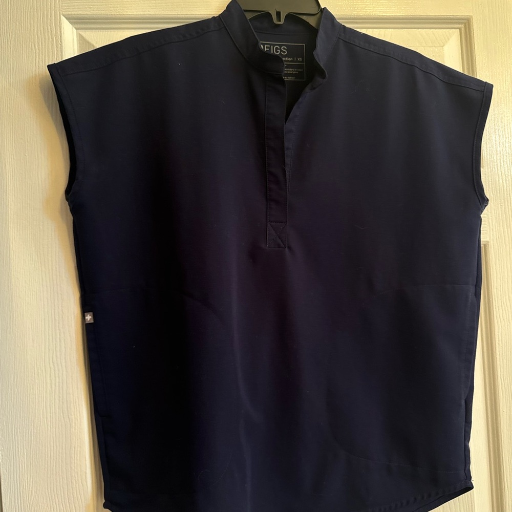 FIGS  Navy Blue Rafaela top